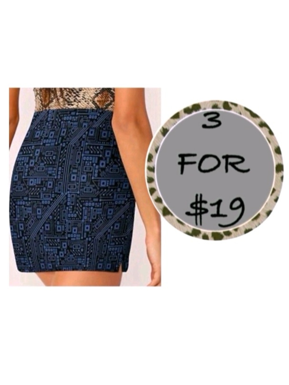 3/$19 DKNYC Blue ikat wrap skirt